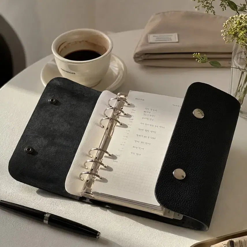 [BUNJANG] Feringer Shrunken Calf Leather 6-Ring A6 Diary Binder / 송아지가죽 6공 다이어리 새상품
