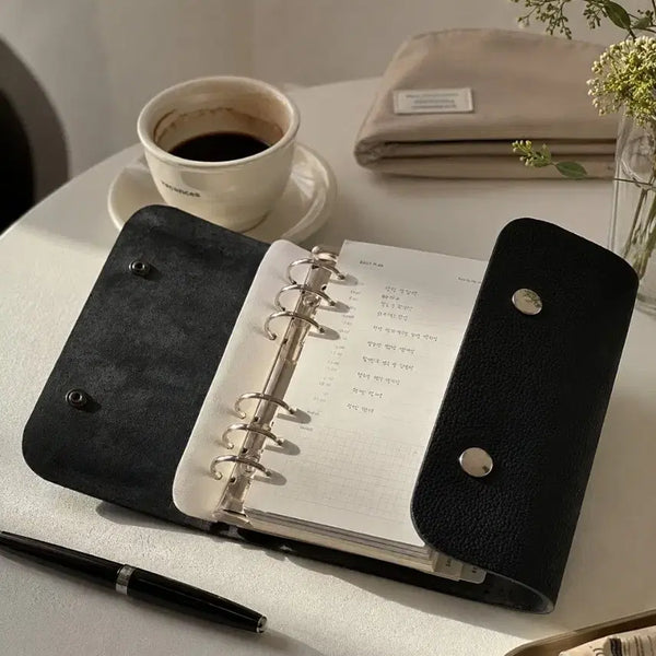 [BUNJANG] Feringer Shrunken Calf Leather 6-Ring A6 Diary Binder / 송아지가죽 6공 다이어리 새상품