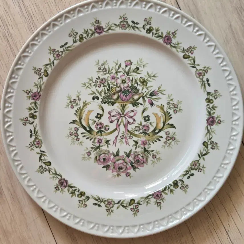 [BUNJANG] Vintage 20cm Plate Floral Ribbon Design / 빈티지 20cm 접시 정리 판매