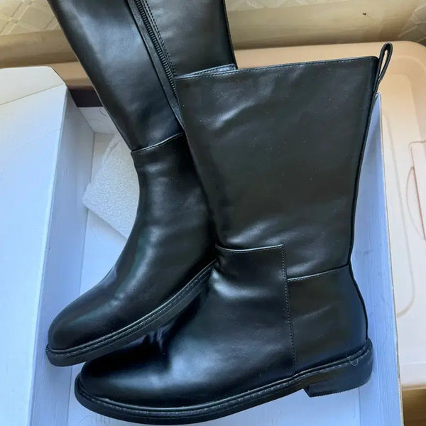[BUNJANG] Women's Black Platform Long Boots (Size 245) / 245 새상품 여성 부츠블랙 통굽 롱부츠
