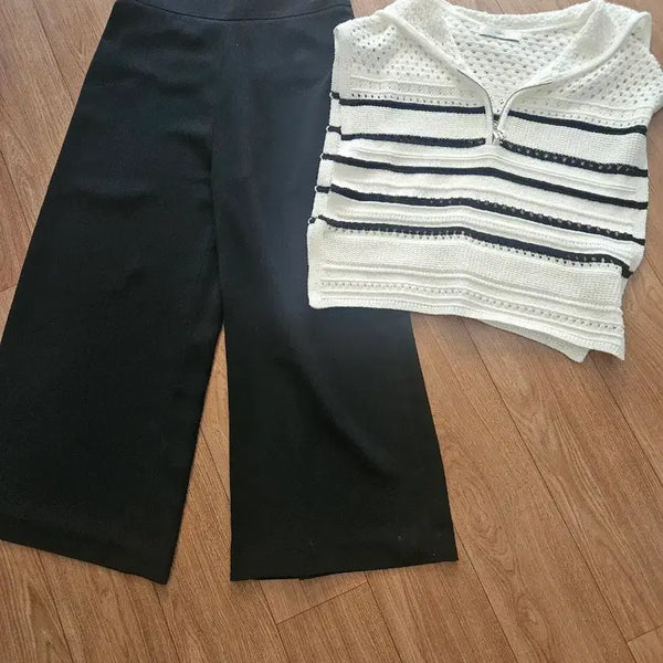 [BUNJANG] Duel + Sisley Set - Crochet Knit Vest & Side Zip Pants / 듀엘 +시슬리 세트 오즈세컨 에고이스트 럭키슈에뜨 듀엘 시스템 에고이스트