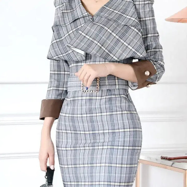 [BUNJANG] Checkered Belt Mini Dress (S) / 체크 무늬 벨트 원피스s