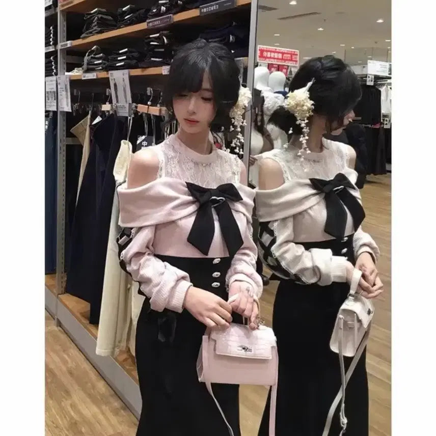 [BUNJANG] GRL Yandere Aesthetic One-Piece Dress - Black Pink / 양지뢰스나계 일브리즈리사깔그레일 grl깔멘헤라얀데레일녀감성원피스 블랙핑쿠