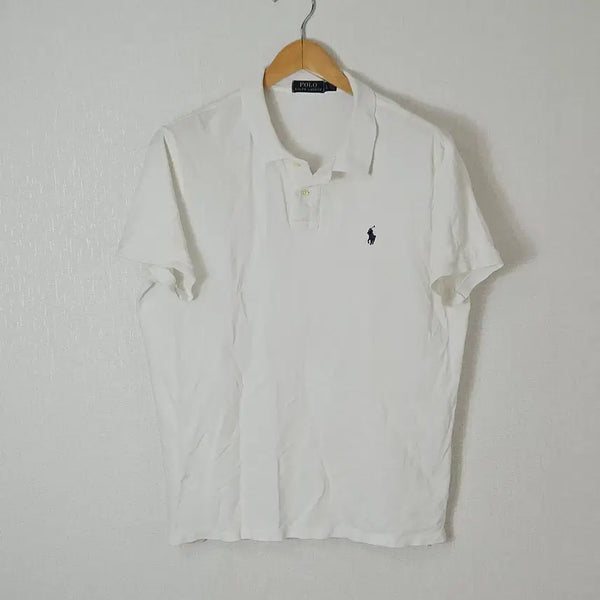 [BUNJANG] Polo Ralph Lauren Men's White Pique Cotton Short Sleeve Polo Shirt - Size L / 폴로 랄프로렌 신형 반팔 카라티 피케티 화이트 정품 L