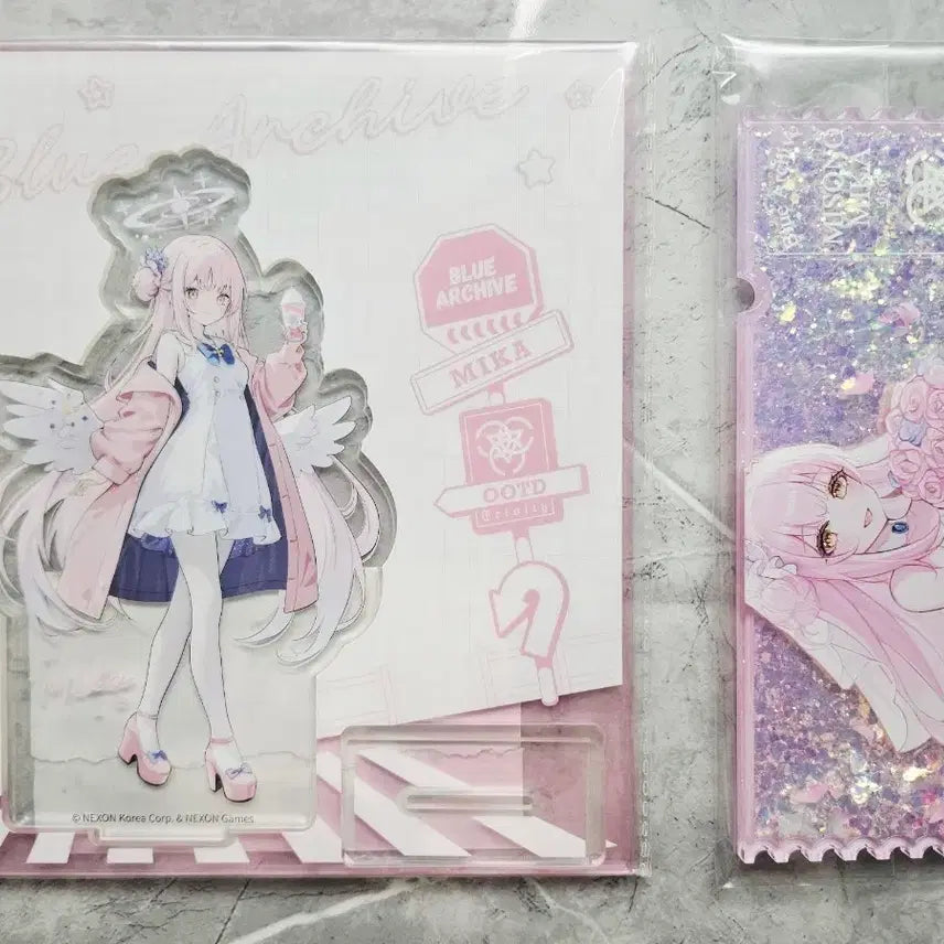 [BUNJANG] Blue Archive Mika Holiday Saunter Acrylic Stand and Wedding Ticket Glitter Bundle Set / 블루아카이브 미카 Holiday Saunter 아크릴, 웨딩 글리터 등