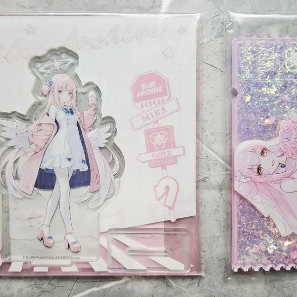 [BUNJANG] Blue Archive Mika Holiday Saunter Acrylic Stand and Wedding Ticket Glitter Bundle Set / 블루아카이브 미카 Holiday Saunter 아크릴, 웨딩 글리터 등