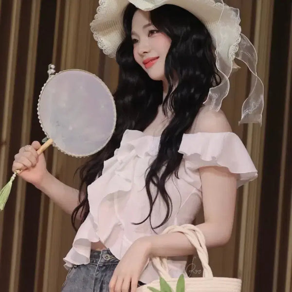 [BUNJANG] Ownse Karina Frill Top / 카리나 착용) 오운서 ownser 프릴탑