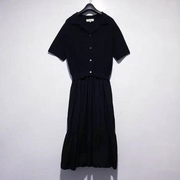 [BUNJANG] Beanpole Ladies Black Pullover Patch Knit Short Sleeve Dress / 여성 S) 빈폴 레이디스 블랙 풀오버 패치 니트 반팔 드레스