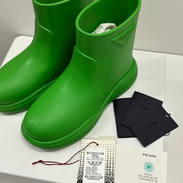 [BUNJANG] Prada Green Rain Boots (Size 36) / 프라다 레인부츠 그린 (36사이즈)