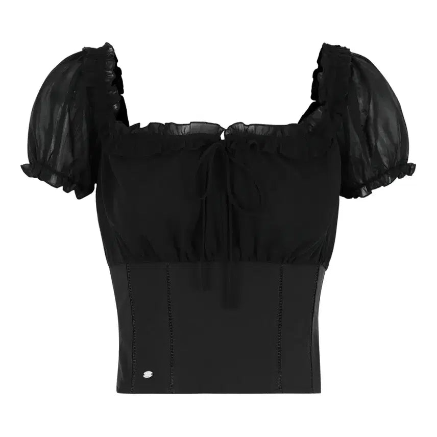 [BUNJANG] Faye jade Chiffon Lace Puff Blouse / 페일제이드 쉬폰 레이스 퍼프 블라우스