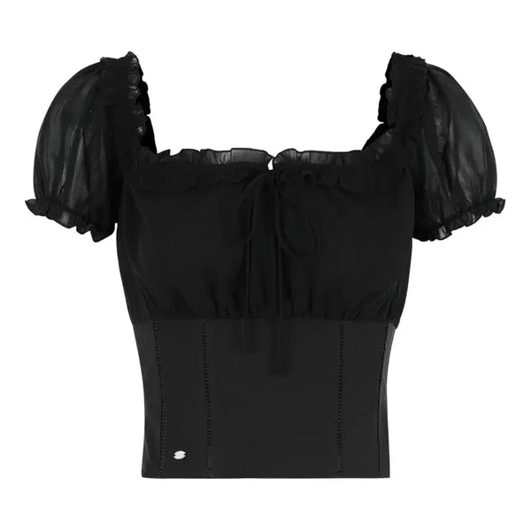 [BUNJANG] Faye jade Chiffon Lace Puff Blouse / 페일제이드 쉬폰 레이스 퍼프 블라우스