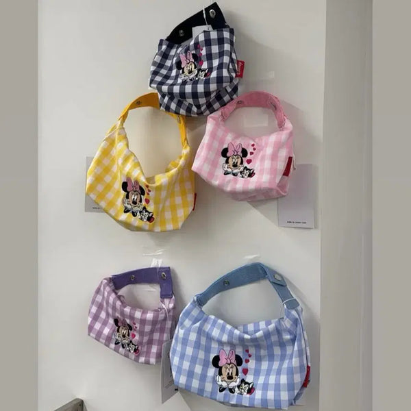 [BUNJANG] Disney Minnie Mouse Check Pattern Shoulder Bag / 디즈니 미니마우스 체크 패턴 숄더백