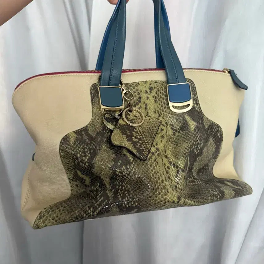 [BUNJANG] Marie Claire Python Pattern Tote Bag / 마리끌레르 토트백