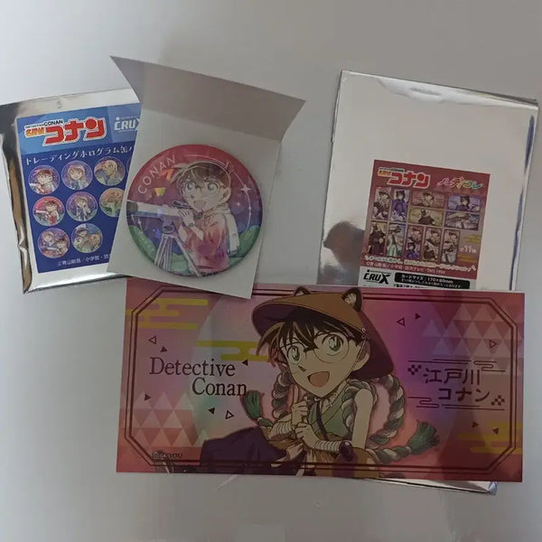 [BUNJANG] Detective Conan Edogawa Conan Goods Bundle Set (Can Badge & Clear Card) / 명탐정 코난 에도가와 코난 굿즈(캔뱃지&클리어 카드) 일괄 판매