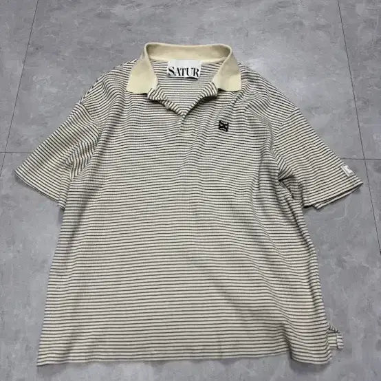 [BUNJANG] Satur Stripe Collar T-Shirt XL / 새터 스트라이프 카라티