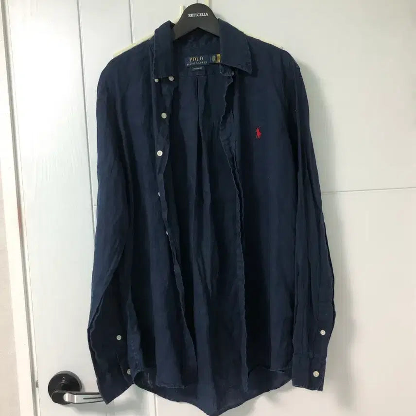 [BUNJANG] Polo Ralph Lauren Navy Linen Shirt Classic Fit Size S / 정품 폴로 polo 네이비 린넨셔츠 클래식핏 s사이즈