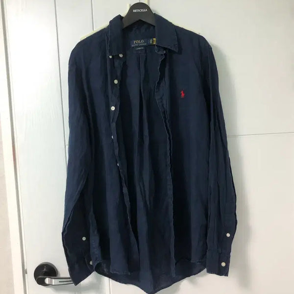 [BUNJANG] Polo Ralph Lauren Navy Linen Shirt Classic Fit Size S / 정품 폴로 polo 네이비 린넨셔츠 클래식핏 s사이즈