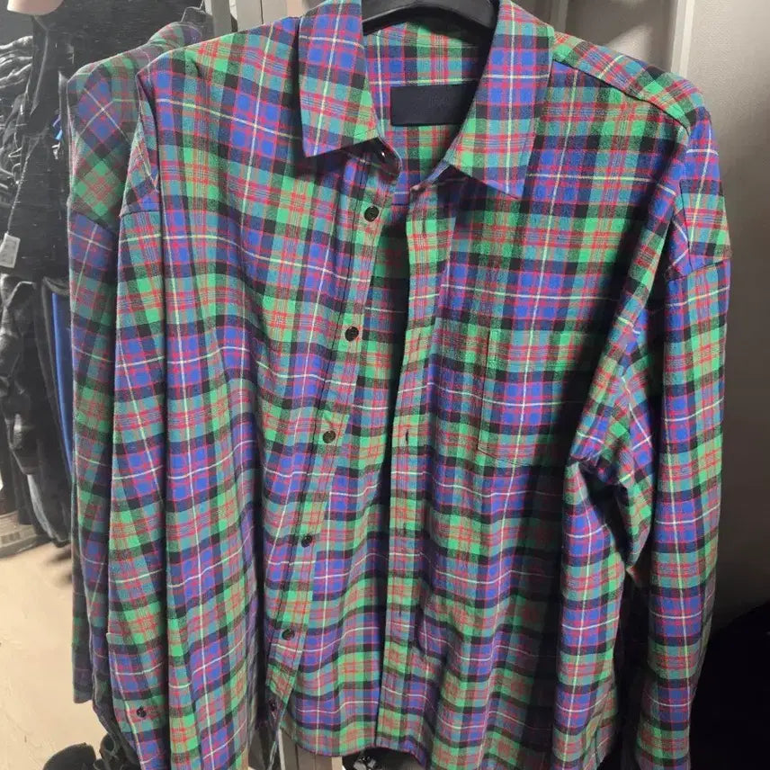 [BUNJANG] Juun.J 23FW Green Check Shirt / 준지 23fw 그린체크 셔츠 50