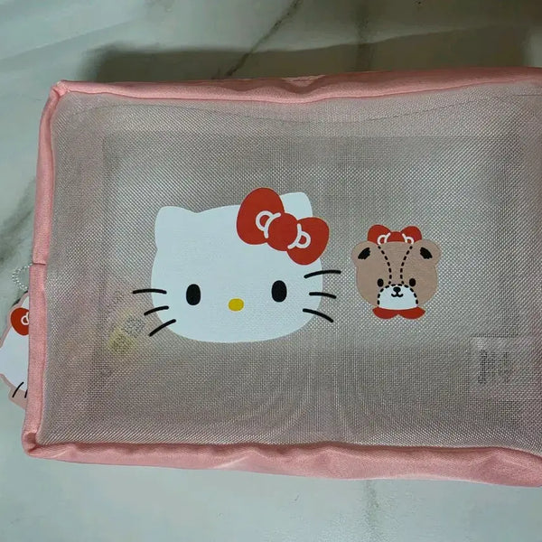 [BUNJANG] Daiso Hello Kitty Mesh Pouch (Large) / 새상품 다이소 헬로키티 메쉬 납작 메시 파우치 대
