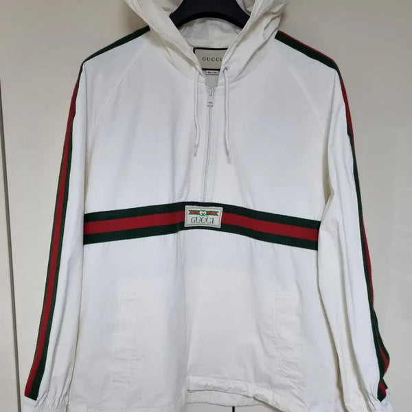[BUNJANG] Gucci Nylon Anorak Half-Zip Hooded Jacket Size 48 / 백화점판 구찌 트레이닝 나일론 아노락 반집업 후드 자켓 48사이즈