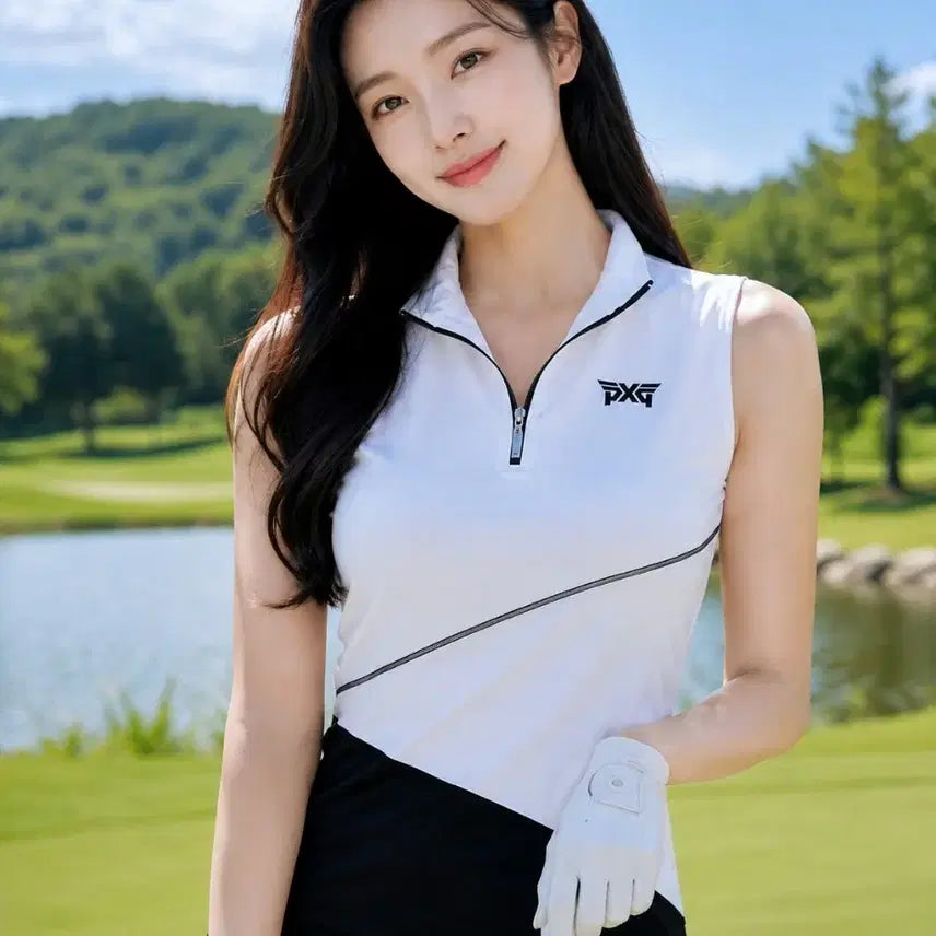 [BUNJANG] PXG Women's Sleeveless Half-Zip Golf Top - Size M / [정품]PXG 골프 여성 하프 집업 민소매 티셔츠 M