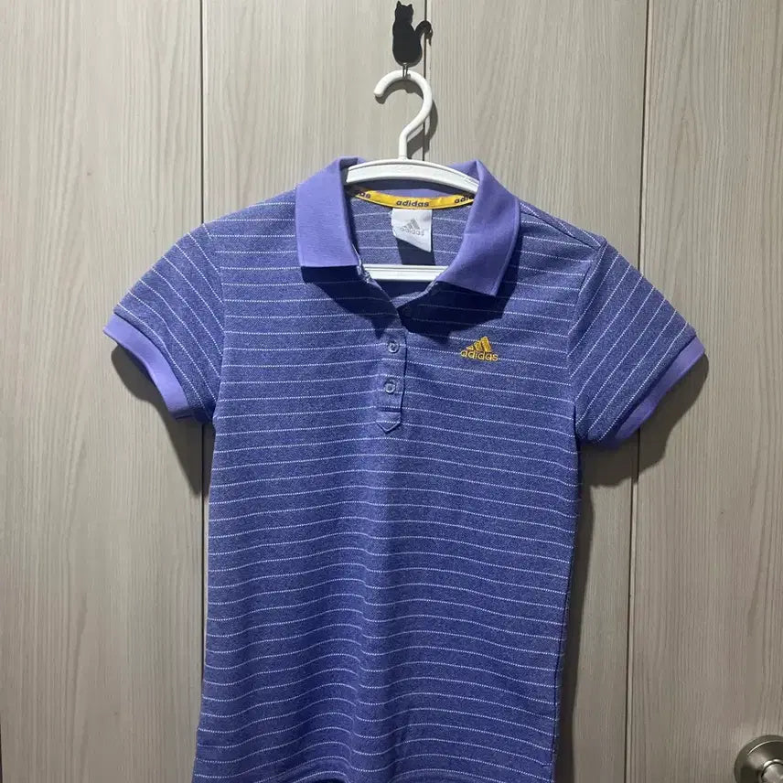 [BUNJANG] Adidas Purple Stripe Collar T-Shirt / 아디다스 반팔 카라티 퍼플 스트라이프