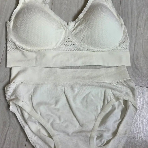 [BUNJANG] White Tencel Bra Panty Set / 화이트 인견 브라팬티 세트