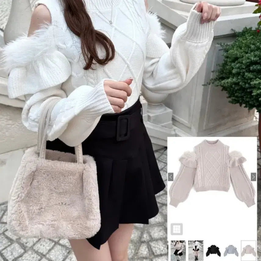 [BUNJANG] GRL Shoulder Cut-out White Knit Sweater / grl 어깨트임 화이트 니트 판매합니다 양산형 지뢰계 스나계