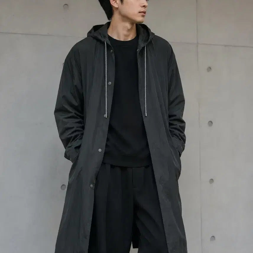 [BUNJANG] Tate Men's Waterproof Hooded Trench Coat / 100~105/TATE 남성 방수후드 트렌치 야상코트 다크 그레이