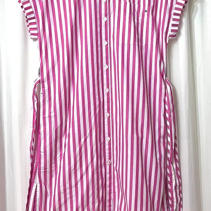 [BUNJANG] Tommy Hilfiger Pink Stripe Shirt Dress / 타미힐피거 핑크 스트라이프 셔츠 원피스 EUR32 55-66 밑단오염있음