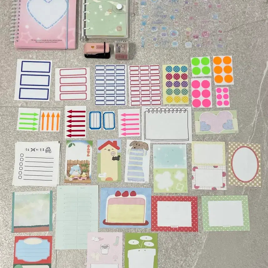 [BUNJANG] Lee Hyungji Sticker Book, Diary, Label Stickers, Memo Pad, Washi Tape, Punches Set / 이형지 스티커북, 다이어리, 견출지 스티커, 떡메, 마테, 일공펀치 다꾸