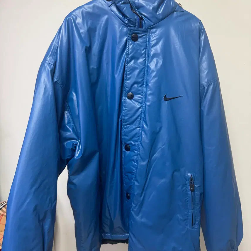 [BUNJANG] Nike Old School Swoosh Nylon Warm-up Padded Jacket L / 나이키(NIKE)의 올드스쿨 스우시 나일론 웜업 패딩 자켓 L