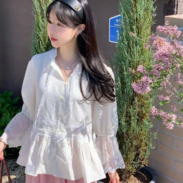 [BUNJANG] Bicini Yoruru Blouse Cream / 오늘만할인무배/바이씨니 요루루블라우스