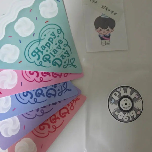 [BUNJANG] PLAVE Ship Cafe Fortune Cookie Message Sticker Hamin + 2nd Anniversary Cake Postcard / 플레이브 십카페 포춘쿠키 메세지 스티커 하민+2주년 케이크엽서