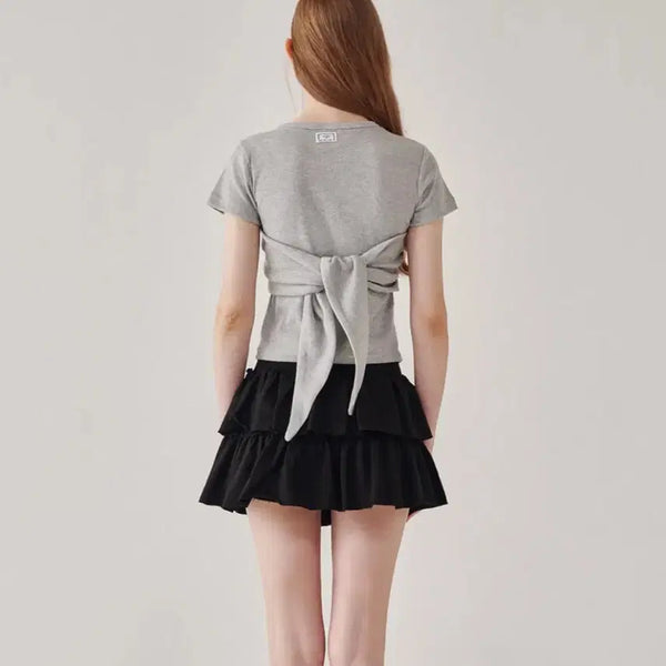 [BUNJANG] Lonlon KNOT BUSTIER 2 WAY SHORT SLEEVE T-SHIRT / 론론 KNOT BUSTIER 2 WAY SHORT SLEEVE T 티셔츠