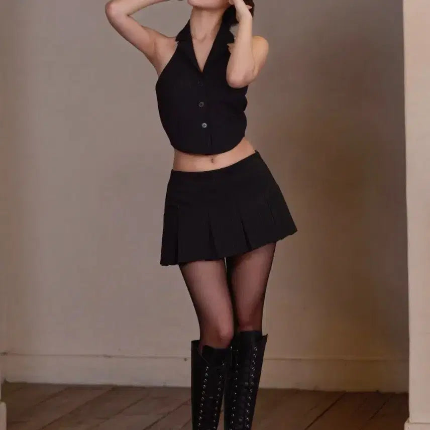 [BUNJANG] KindaMeme Classic Pleated Skirt Black S-Long / [블랙S-롱] 카인다미 클래식 플리츠 스커트