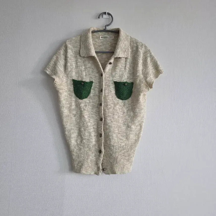 [BUNJANG] Knit Cardigan Beige Green / 니트 가디건 베이지 그린