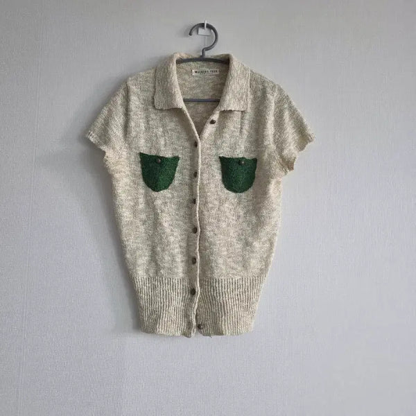 [BUNJANG] Knit Cardigan Beige Green / 니트 가디건 베이지 그린