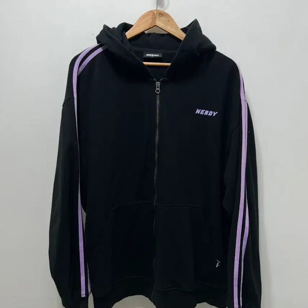 [BUNJANG] NERDY Black Track Zip-Up Hoodie M / NERDY(너디) 블랙 트랙 집업 후드 M