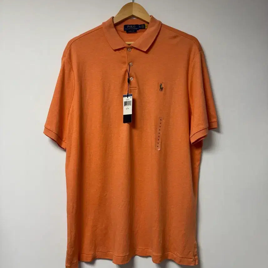 [BUNJANG] Polo Ralph Lauren Logo Polo Shirt Short Sleeve XL / 폴로랄프로렌 로고 카라티 새상품 반팔 연오렌지 XL