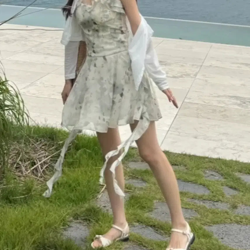 [BUNJANG] Synsden Sorbet Ruffle Mini Dress (Waist Altered) / 신스덴 소르베 러플 미니 원피스(허리수선)