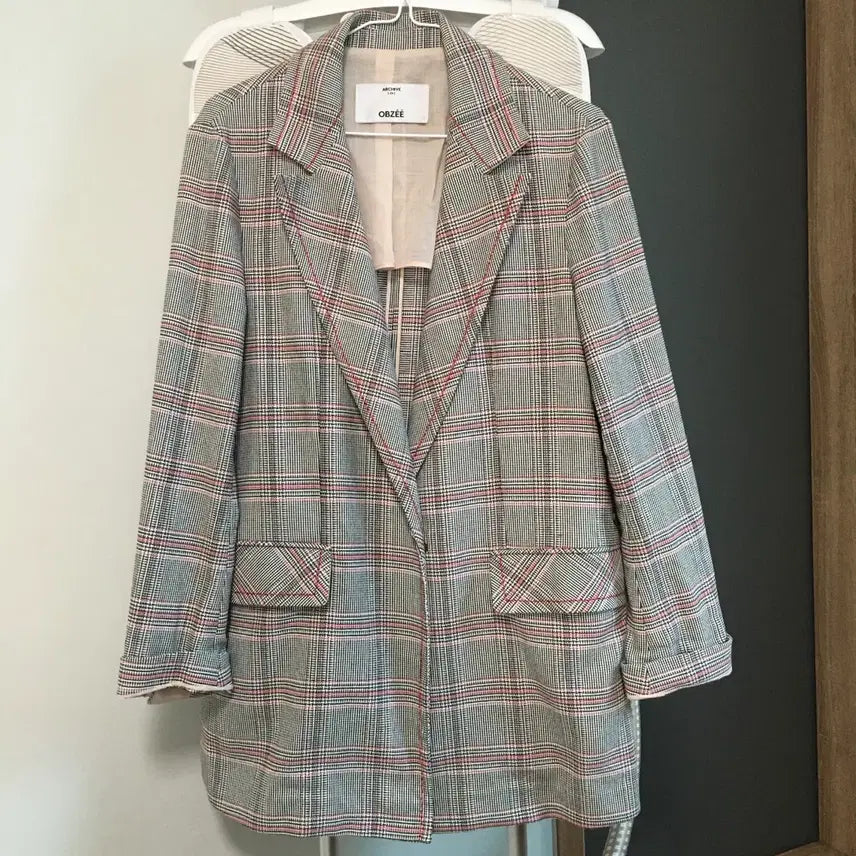 [BUNJANG] OBZEE Check Collar Jacket / 한섬 OBZEE 오브제 체크 카라 자켓 (55)