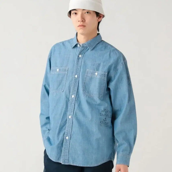 [BUNJANG] Beams Chambray Shirt M Indigo / 새상품) 빔즈 샴브레이 셔츠 M