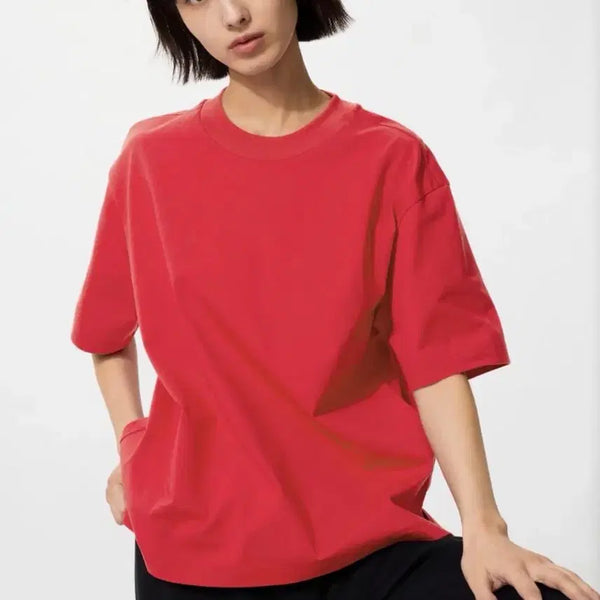 [BUNJANG] Uniqlo AIRism Cotton Short Sleeve T-Shirt Red / 유니클로 AIRism코튼 반팔 티셔츠 빨강