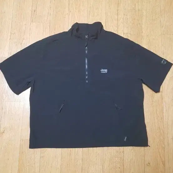 [BUNJANG] Jeep Explore Black Short Sleeve Anorak M (95) / (매장판/새상품급) 지프 얇은 우븐 냉감 반집업 블랙 반팔아노락95