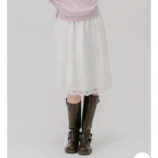 [BUNJANG] Meltory Lace Satin Midi Skirt / 멜로토리 레이스 사틴 미디 스커트