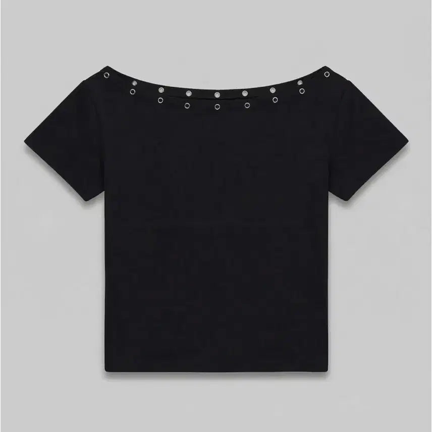 [BUNJANG] Chix Eyelet One Shoulder Slim Short Sleeve T-Shirt - Black / [새상품] 칙스 아일렛 원숄더 슬림 반팔 블랙