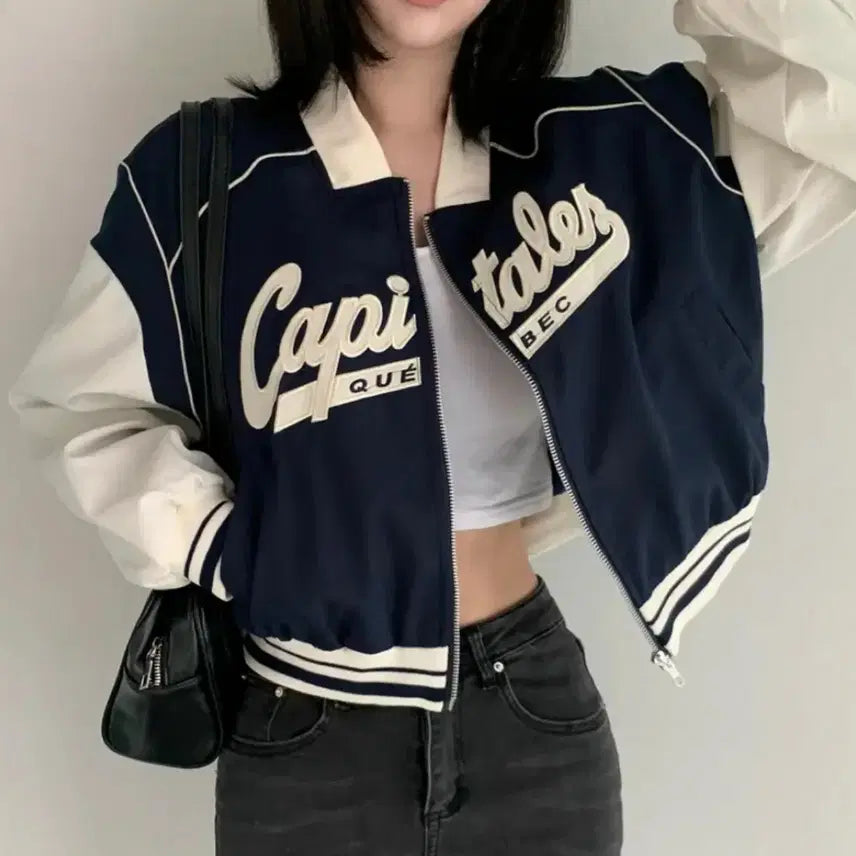 [BUNJANG] Vintage Lettering Blouson Jumper / 점퍼