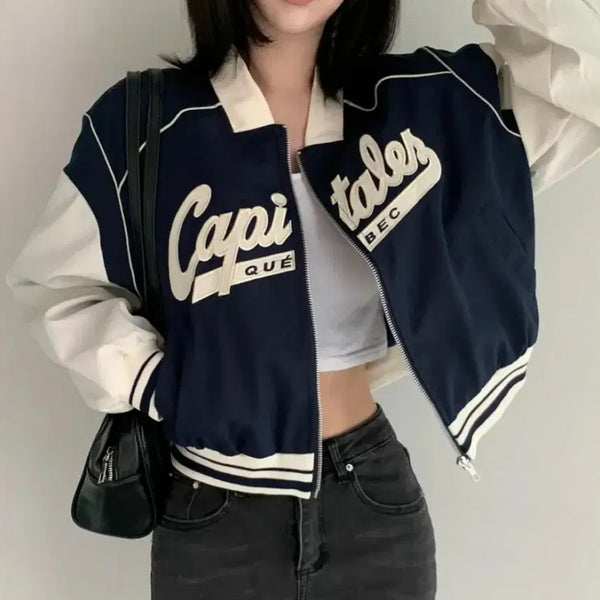 [BUNJANG] Vintage Lettering Blouson Jumper / 점퍼