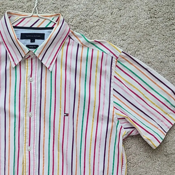 [BUNJANG] Tommy Hilfiger Striped Short Sleeve Shirt / 타미힐피거 스트라이프 반팔 셔츠